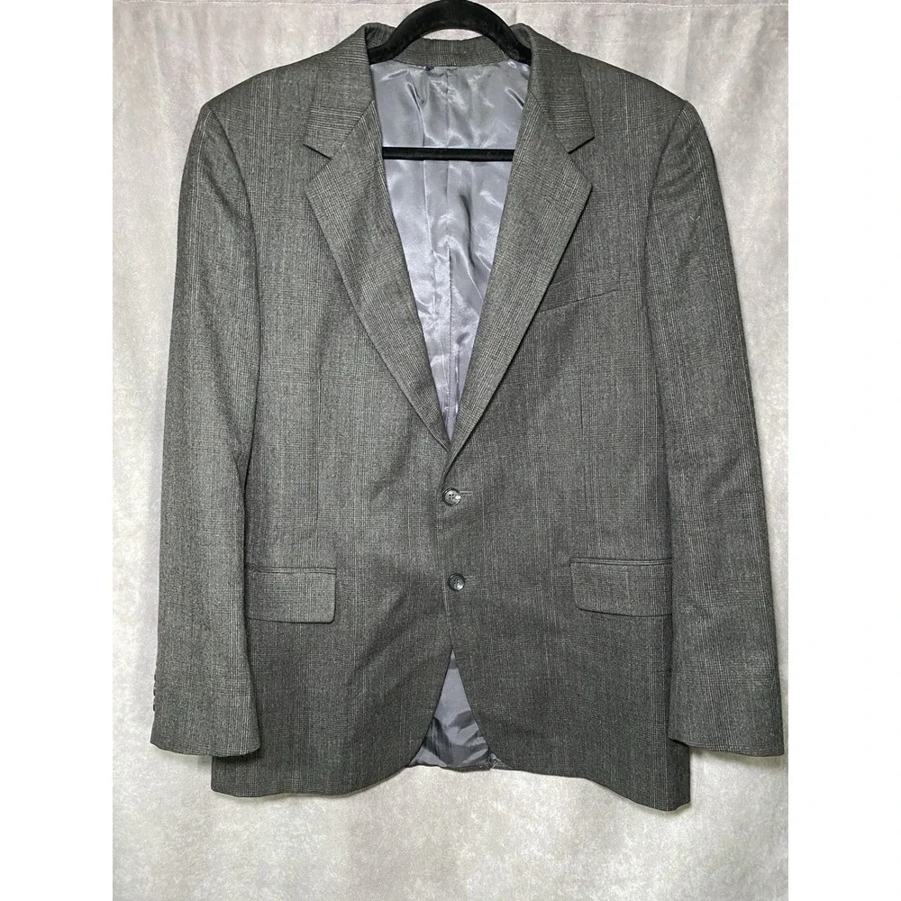 Dellacort Dillards Pure Wool Heather Grey Tweed Blazer Men‎ 40R Vintage Blazer